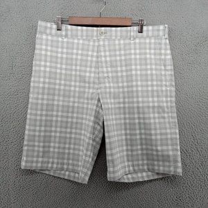 Nike Golf Shorts Mens Size‎ 36 White Gray Check Plaid Dri-Fit Stretch
